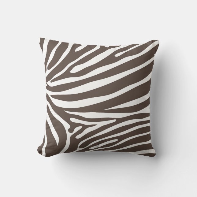 Animal Print Pillow- Zebra Brown Throw Pillow (Front)