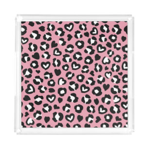 Animal Print, Pink Leopard, Cheetah Spots, Hearts Acrylic Tray