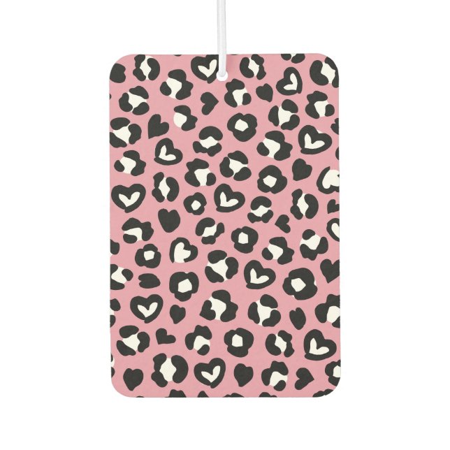 Animal Print, Pink Leopard, Cheetah Spots, Hearts Air Freshener (Front)