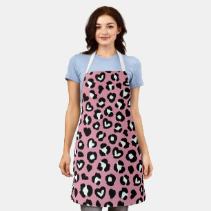 Animal Print, Pink Leopard, Cheetah Spots, Hearts Apron