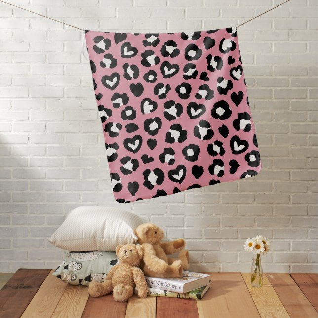 Animal Print, Pink Leopard, Cheetah Spots, Hearts Baby Blanket (In Situ)