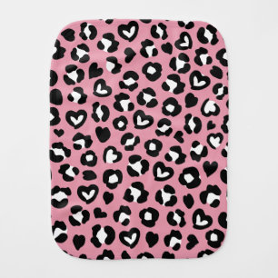 Animal Print, Pink Leopard, Cheetah Spots, Hearts Baby Burp Cloth