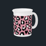 Animal Print, Pink Leopard, Cheetah Spots, Hearts Beverage Pitcher<br><div class="desc">Elegant,  stylish and sophisticated pattern with leopard spots and hearts in pink and black color. Modern and trendy gift,  perfect for the animal print lover in your life.</div>