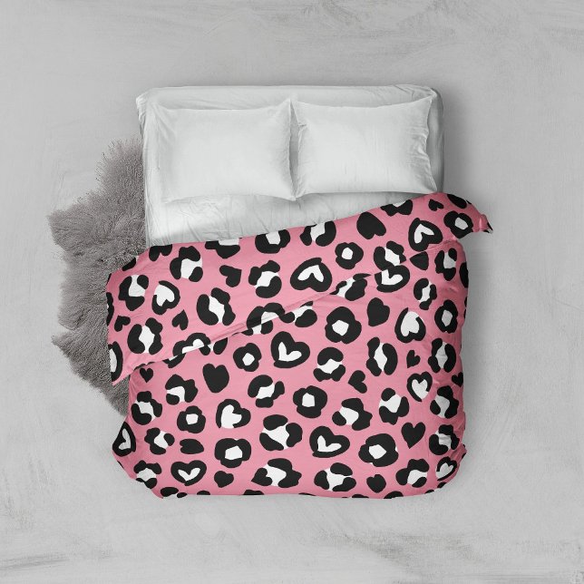 Animal Print, Pink Leopard, Cheetah Spots, Hearts Duvet Cover (Creator Uploaded)