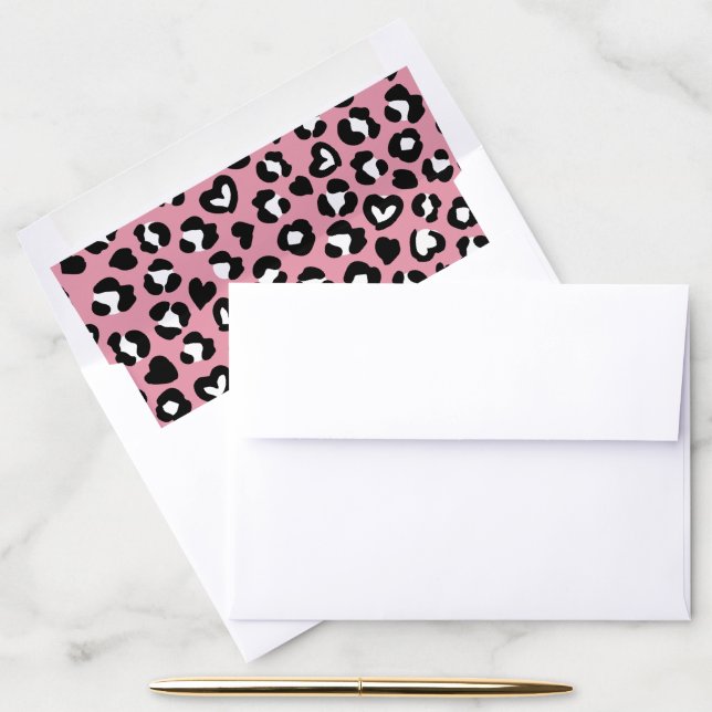 Animal Print, Pink Leopard, Cheetah Spots, Hearts Envelope Liner (Desk)