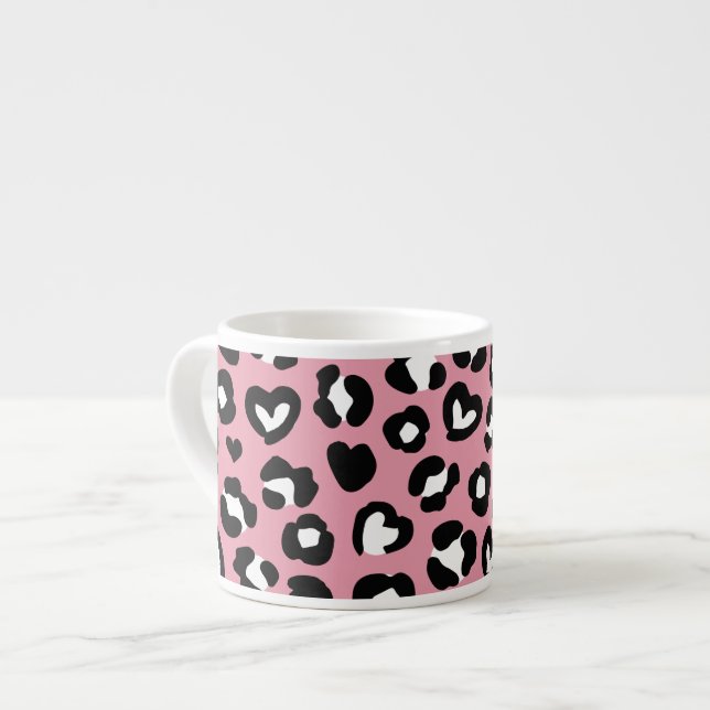 Animal Print, Pink Leopard, Cheetah Spots, Hearts Espresso Cup (Front Left)