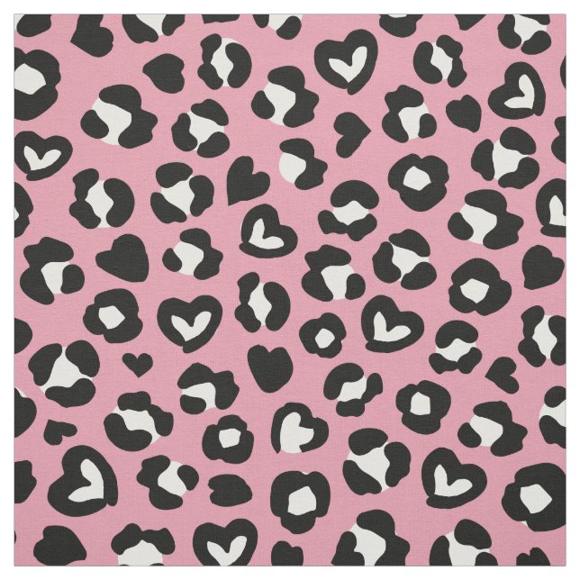 Animal Print, Pink Leopard, Cheetah Spots, Hearts Fabric (Swatch)
