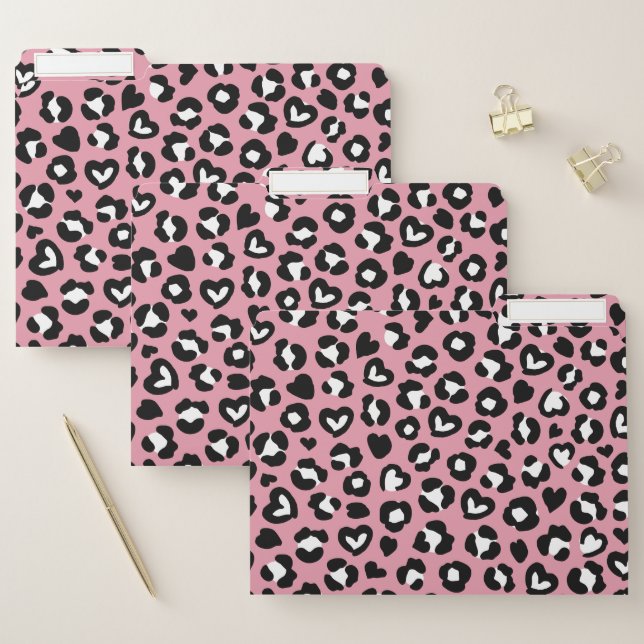 Animal Print, Pink Leopard, Cheetah Spots, Hearts File Folder (Set)