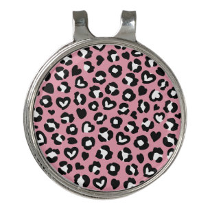 Animal Print, Pink Leopard, Cheetah Spots, Hearts Golf Hat Clip