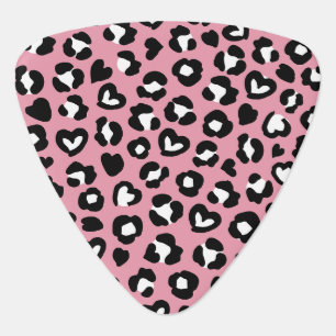 Animal Print, Pink Leopard, Cheetah Spots, Hearts Guitar Pick