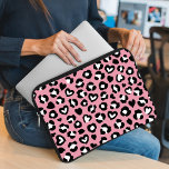 Animal Print, Pink Leopard, Cheetah Spots, Hearts Laptop Sleeve<br><div class="desc">Elegant,  stylish and sophisticated pattern with leopard spots and hearts in pink and black color. Modern and trendy gift,  perfect for the animal print lover in your life.</div>