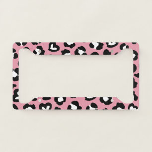 Animal Print, Pink Leopard, Cheetah Spots, Hearts License Plate Frame