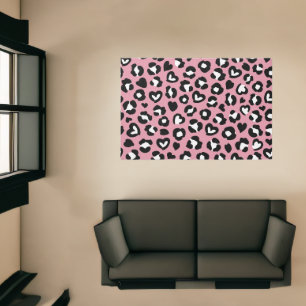 Animal Print, Pink Leopard, Cheetah Spots, Hearts Rug