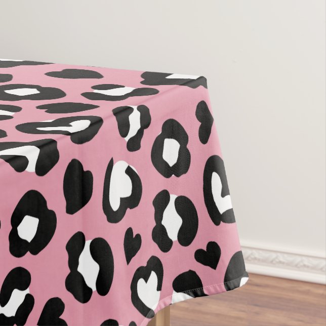 Animal Print, Pink Leopard, Cheetah Spots, Hearts Tablecloth (In Situ)