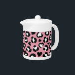 Animal Print, Pink Leopard, Cheetah Spots, Hearts Teapot<br><div class="desc">Elegant,  stylish and sophisticated pattern with leopard spots and hearts in pink and black color. Modern and trendy gift,  perfect for the animal print lover in your life.</div>