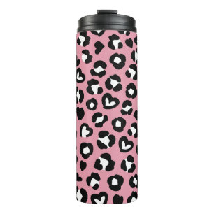 Animal Print, Pink Leopard, Cheetah Spots, Hearts Thermal Tumbler