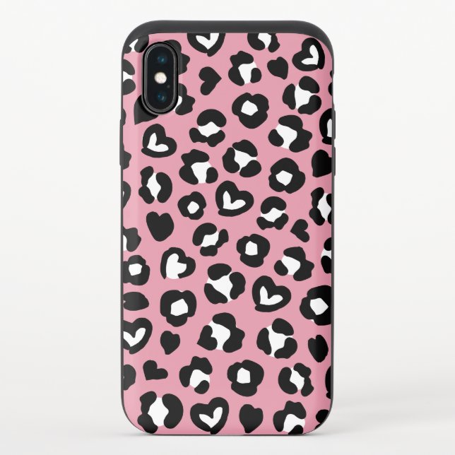 Animal Print, Pink Leopard, Cheetah Spots, Hearts Uncommon iPhone Case (Back)