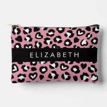 Animal Print, Pink Leopard, Hearts, Your Name