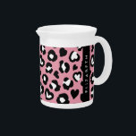 Animal Print, Pink Leopard, Hearts, Your Name Beverage Pitcher<br><div class="desc">Elegant,  stylish and sophisticated pattern with leopard spots and hearts in pink and black color. Modern and trendy gift,  perfect for the animal print lover in your life. Personalize by adding your name,  nickname,  monogram or initials.</div>