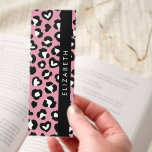 Animal Print, Pink Leopard, Hearts, Your Name Bookmarks<br><div class="desc">Elegant,  stylish and sophisticated pattern with leopard spots and hearts in pink and black color. Modern and trendy gift,  perfect for the animal print lover in your life. Personalize by adding your name,  nickname,  monogram or initials.</div>