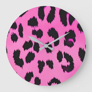 Animal Print Pink Leopard Large Clock