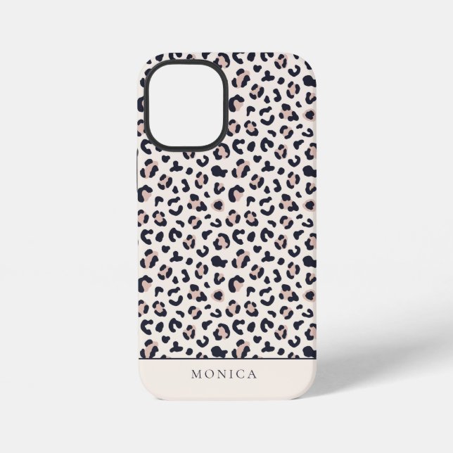 Animal print pink monogram  iPhone case (Back)
