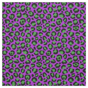 Animal Print Purple Green Leopard Halloween Fabric