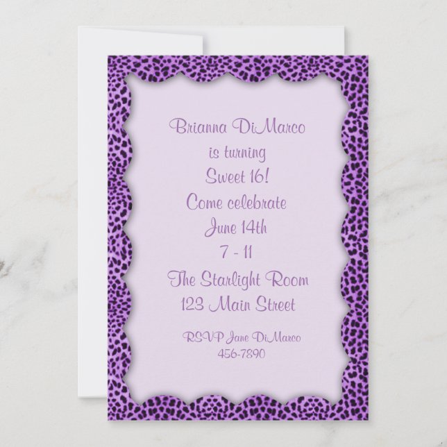 Animal Print Purple Invitation (Front)