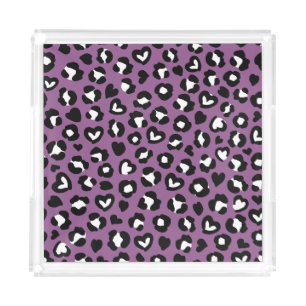 Animal Print, Purple Leopard, Cheetah Spots, Heart Acrylic Tray