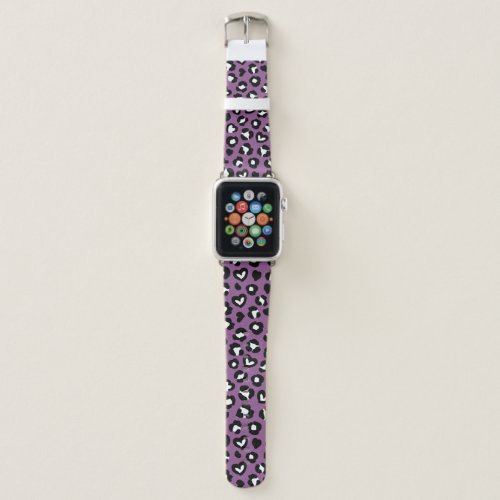 Animal Print Purple Leopard Cheetah Spots Heart Apple Watch Band