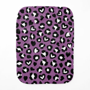 Animal Print, Purple Leopard, Cheetah Spots, Heart Baby Burp Cloth
