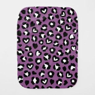 Animal Print, Purple Leopard, Cheetah Spots, Heart Baby Burp Cloth