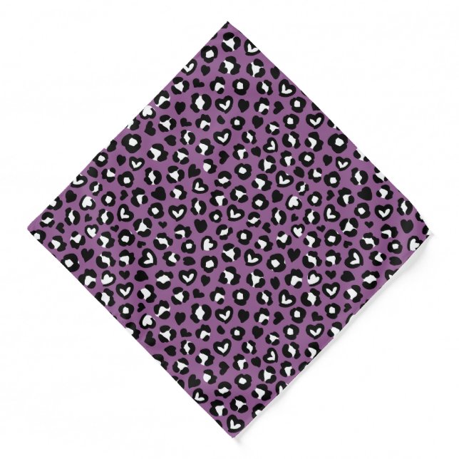 Animal Print, Purple Leopard, Cheetah Spots, Heart Bandana (Front)
