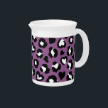 Animal Print, Purple Leopard, Cheetah Spots, Heart Beverage Pitcher<br><div class="desc">Elegant,  stylish and sophisticated pattern with leopard spots and hearts in purple and black color. Modern and trendy gift,  perfect for the animal print lover in your life.</div>