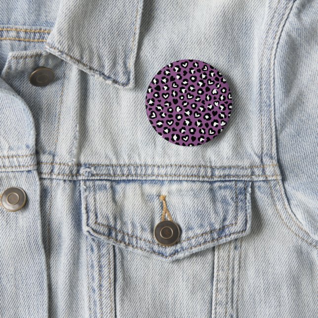 Animal Print, Purple Leopard, Cheetah Spots, Heart Button (In Situ)