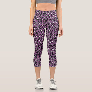 Animal Print, Purple Leopard, Cheetah Spots, Heart Capri Leggings