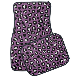 Animal Print, Purple Leopard, Cheetah Spots, Heart Car Floor Mat