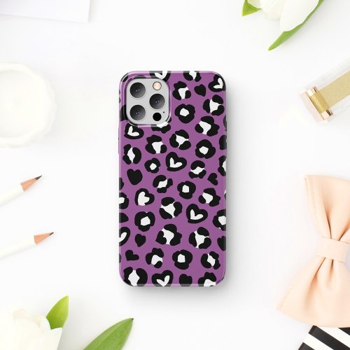 Animal Print Purple Leopard Cheetah Spots Heart iPhone 11 Case