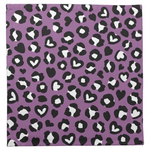 Animal Print Purple Leopard Cheetah Spots Heart Cloth Napkin