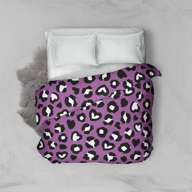 Animal Print, Purple Leopard, Cheetah Spots, Heart Duvet Cover (Creator Uploaded)