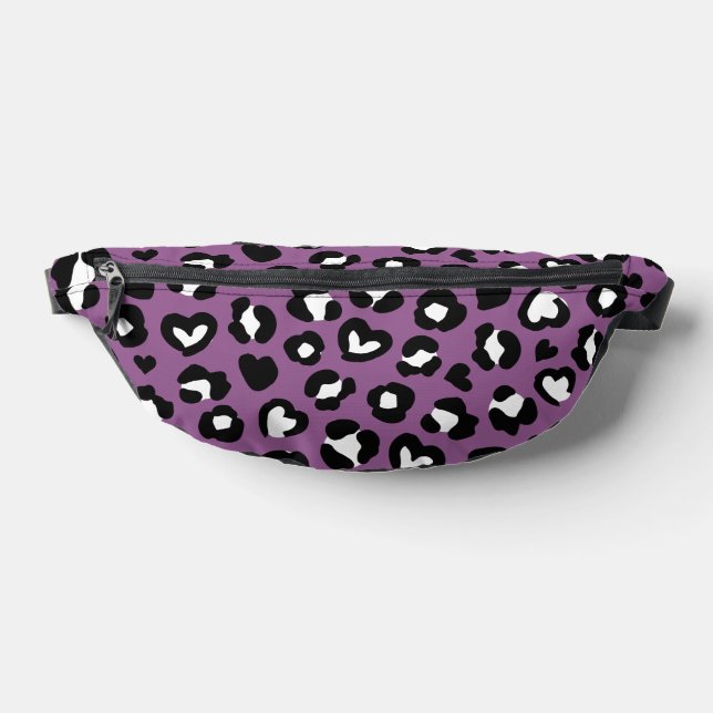 Animal Print, Purple Leopard, Cheetah Spots, Heart Fanny Pack (Lay Down)