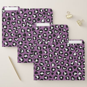 Animal Print, Purple Leopard, Cheetah Spots, Heart File Folder