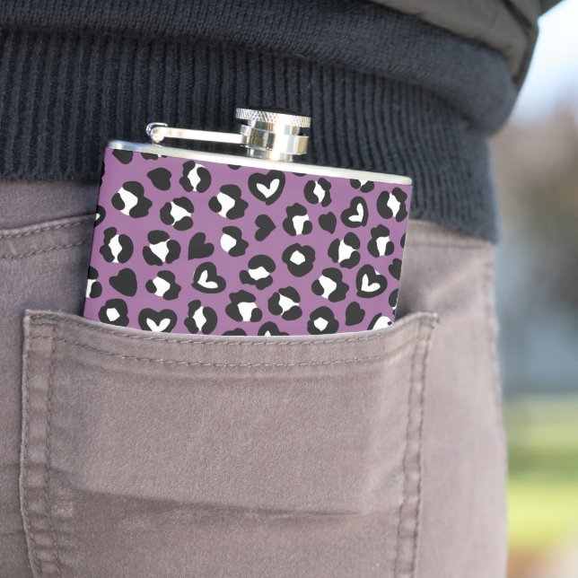 Animal Print, Purple Leopard, Cheetah Spots, Heart Flask (In Situ)