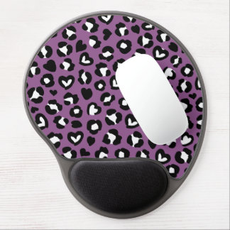 Animal Print, Purple Leopard, Cheetah Spots, Heart Gel Mouse Pad