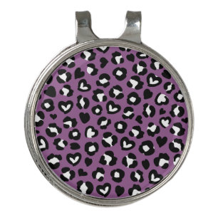 Animal Print, Purple Leopard, Cheetah Spots, Heart Golf Hat Clip