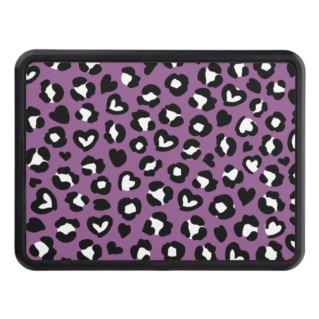 Animal Print, Purple Leopard, Cheetah Spots, Heart Hitch Cover (Front)