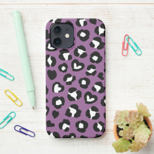 Animal Print, Purple Leopard, Cheetah Spots, Heart iPhone 12 Case