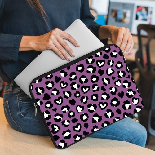 Animal Print Purple Leopard Cheetah Spots Heart Laptop Sleeve