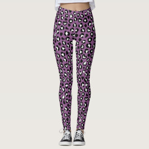 Animal Print, Purple Leopard, Cheetah Spots, Heart Leggings