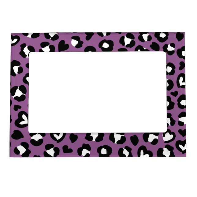 Animal Print, Purple Leopard, Cheetah Spots, Heart Magnetic Frame (Front)